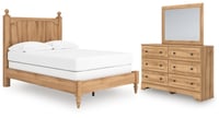 Ashley Galletyn Full Panel Bed with Mirrored Dresser, Warm Brown