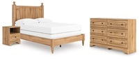 Ashley Galletyn Full Panel Bed with Dresser and Nightstand, Warm Brown