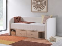Ashley Shapella Twin Upholstered Day Bed with Storage, Tan/White