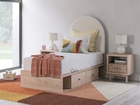 Ashley Shapella Twin Upholstered Panel Bed with Storage, Tan/White