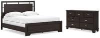 Ashley Covetown California King Panel Bed with Dresser, Dark Brown