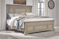 Ashley Vallardia King Panel Bed, Light Grayish Brown