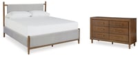 Ashley Lyncott California King Upholstered Bed with Dresser, Brown
