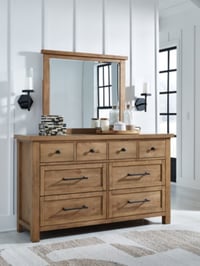 Ashley Kristiland 8 Drawer Dresser and Mirror, Light Brown