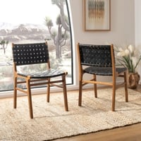 Ashley Safavieh Lattice Dining Chairs (Set of 2), Black/Natural