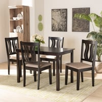 Ashley Baxton Studio Fenton Dining Table and 4 Chairs Set , Sand/Dark Brown