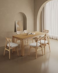 Ashley Manhattan Comfort Rockaway and Colbert Dining Table 6 Chairs, Natural/Oatmeal