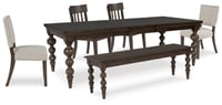 Ashley Veramond Dining Table and 4 Chairs Bench, Dark Brown