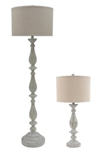 Ashley Bernadate 3-Piece Floor Lamp with 2 Table Lamps Set, Whitewash