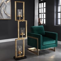 Ashley Cielo Staggered Rectangles Floor Lamp, Gold