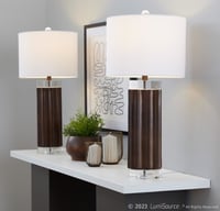 Ashley LumiSource Cylinder Table Lamp (Set of 2), White/Brown