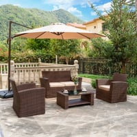 Ashley 4-Piece Outdoor Patio Sofa Set with Cushions, Beige