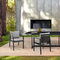 Ashley Armen Living Cayman Outdoor Patio Dining Chairs with Arms (Set of 2), Dark Gray