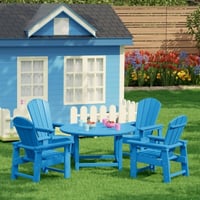 Ashley Westin Furniture Laguna Kids Outdoor Adirondack Round Dining Table and 4 Chairs, Pacific Blue