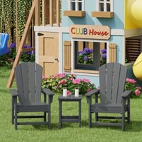 Ashley Westin Furniture Laguna Kids Outdoor Adirondack 2 Chairs and Side Table Set, Gray