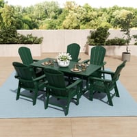 Ashley Laguna Outdoor Adirondack Dining Table and 6 Chairs, Dark Green