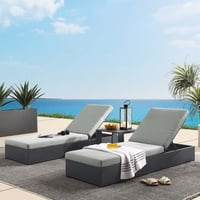 Ashley Modway Tahoe Outdoor 2 Chaise Lounge and Side Table, Gray/Gray