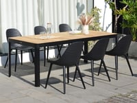 Ashley Navagio Dark Outdoor Dining Table and 6 Chairs, Light Brown/Black