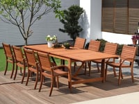 Ashley Whitehaven Outdoor Extendable Dining Table and 8 Chairs, Dark Brown