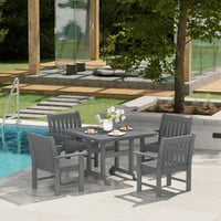 Ashley Westin Furniture Laguna Outdoor Square Dining Table and 4 Arm Chairs, Gray