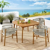 Ashley Modway Vienna Outdoor Rope Dining Set With 4 Armchairs, Natural