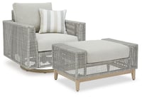 Ashley Seton Creek Outdoor Lounge Chair and Ottoman, Gray