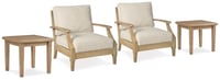Ashley Clare View 2 Outdoor Lounge Chairs with End Tables, Beige
