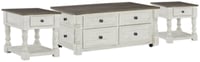 Ashley Havalance Coffee Table with 2 End Tables, White/Gray