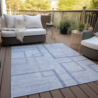 Langley Street® Malchow Geometric Machine Woven Polyester Indoor / Outdoor Area Rug in Blue/Gray