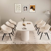 Kivaritio 63" Modern Fashion Value - For Money Brown Dining Table And 6 High Rebound Rotating Slip Leg Chairs, Design Industrial Thick Cushion,