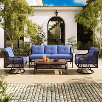 4CASA INTERNATIONAL 4 Pieces Patio Furniture Set with Swivel Chairs, Outdoor Wicker Sofas for 5-person, Sectional Rattan Outdoor Conversation Set for Poolside Backyard De