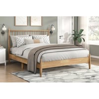 Ebern Designs Queen Platform Bed 1Pc Wooden Bedroom Furniture Vertical Slats Headboard, Bed In A Box