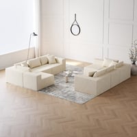 Wildon Home® Corduroy Modular L Shaped Sectional Sofa,Luxury Floor Couch Set,Upholstered Indoor Furniture,Foam-Filled Compressed Sofa For Living Room,Bedroom,8 PC