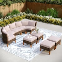 Lark Manor™ Argyri Wicker Outdoor Patio Conversation Furniture Sectional Set with Cushions