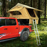 EaseHome Rooftop Tent, 800D High Density Rip-Stop Waterproof with Telescopic Ladder Thick Mattress & LED Strip Light, 2-3 Person Family Camping roof top Tent f
