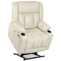 EONIX Dual Motor Oversized Power Lift Recliner Chair for Elderly, 400lbs Heavy Duty Leather Recliner with Massage and Heat, Big and Tall Lay Flat Lift