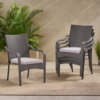 Latitude Run® Deanna Outdoor Stacking Dining Armchairs with Cushions