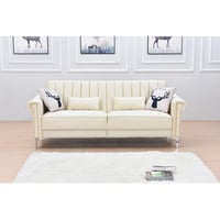 Everly Quinn Ermera 85" Velvet Round Arm Sleeper Sofa
