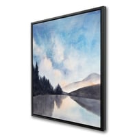Begin Edition International Inc. Lakeview by Night - Trees Blue Framed Canvas for Home Decor