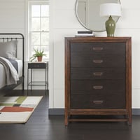 Loon Peak® Inza 5-Drawer Chest, No Assembly Required, Rustic Buckeye and Black Finish