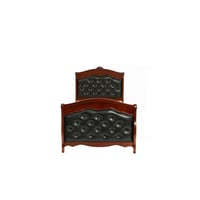 Alxfarton Dark Cherry Bed Youth Bedroom Furniture Espresso Faux Leather Headboard Footboard Plywood 1Pc Bedframe