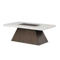 Benjara Asten Coffee Table, 48 Inch Walnut Brown Pedestal Base