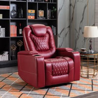 Red Barrel Studio® 34.8'' Luxury Faux Leather Home Theater Individual Seat Recliner with Cup Holders & Arm Storage