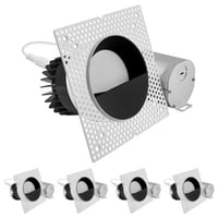 LUXRITE 4-Inch LED Trimless Recessed Spotlight With Black Wall Washer Trim Replacement 25W, 2000LM, 5CCT, 38°, Dimmable, CRI90, White + Black 4 Pack