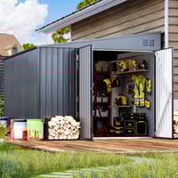 AECOJOY 8' X 10' Metal Wall Side Bike Shed