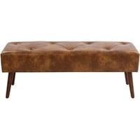 Latitude Run® 44 Inch Tufted Leather Bench, Leather Footrest Stool Bedroom Bench Seat, Upholstered Tufted Beathable Fabrics Ottoman Bench with X-Shaped Wood Legs fo