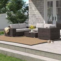 Latitude Run® Demarest Rattan Wicker Fully Assembled 5 - Person Seating Group with Cushions