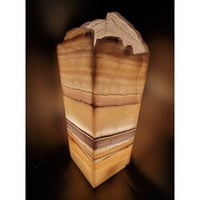 Orren Ellis Beige, Yellow, Brown And Black Onyx Lamp