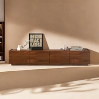 Creature B Comforts Floor TV Stand with Adjustable Shelves and Storage