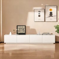 Creature B Comforts Floor TV Stand with Adjustable Shelves and Storage